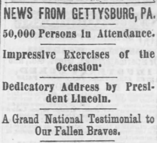 Address by President Lincoln given at Gettysburg - 