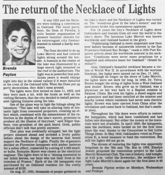 history of Necklace of Lights - 