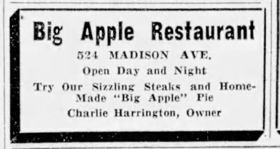 Big Apple Restaurant in Covington, KY (1938). - 