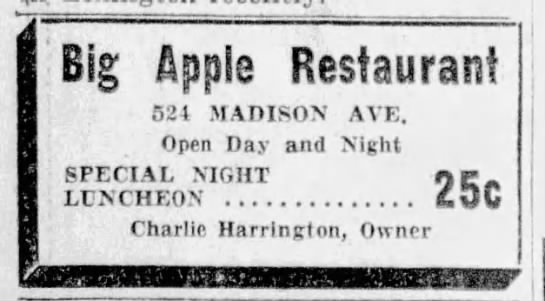 Big Apple Restaurant in Covington, KY (1938). - 