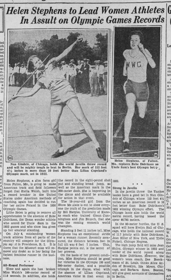 Women athletes 1936 - 