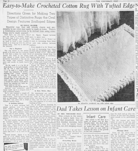 "Crocheted cotton rug with tufted edge" pattern (1942) - 