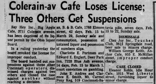 Big Apple Cafe in Cincinnati (1963). - 
