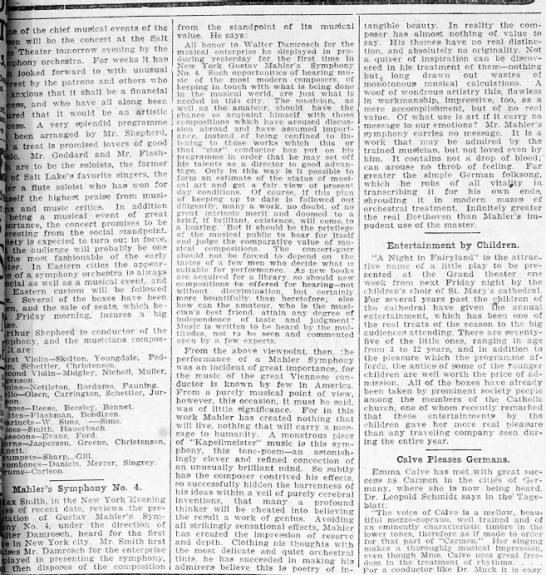 Mahler: Symp 4: Review SLC Tribune 4 Dec 1904 - 