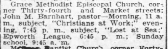 Grace Methodist Episcopal Church, John M. Barnhart, pastor - 
