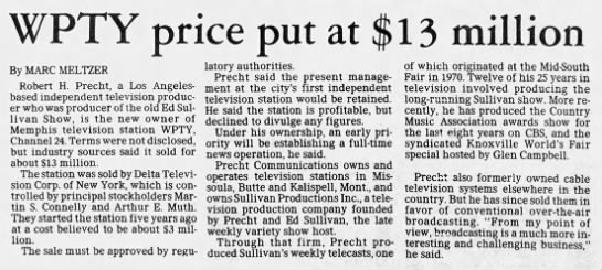 WPTY price put at $13 million - 