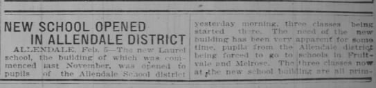 Laurel School Opens - Feb 05, 1910 - 