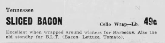 BLT -- bacon, lettuce and tomato (1951). - 