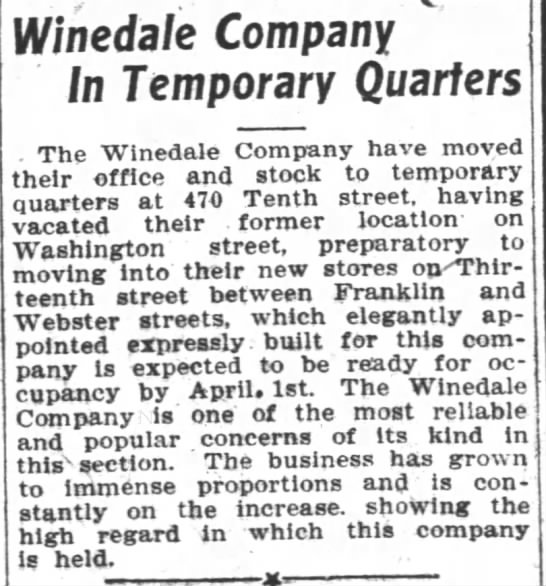 Winedale Company - temporary quarters - 