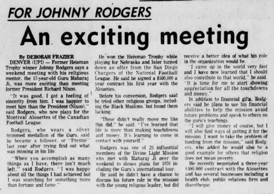 For Johnny Rodgers, An exciting meeting - 