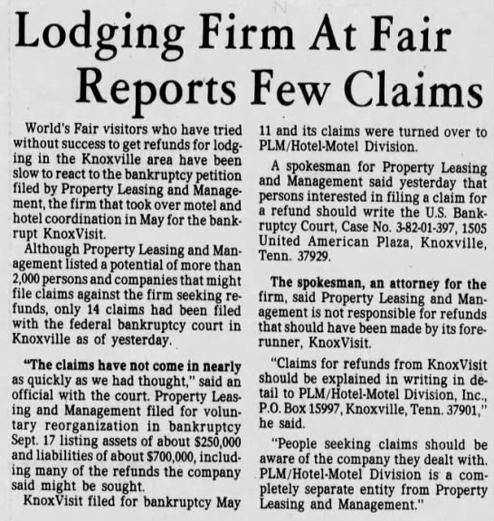 Lodging Firm At Fair Reports Few Claims - 