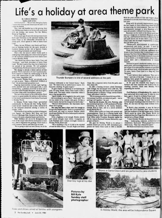 1980 Article Bill Koch to grow Santa Claus Land in to Holiday World - 