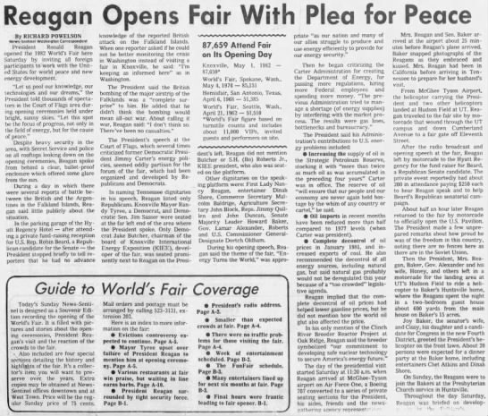 Reagan Opens Fair With Plea for Peace - 