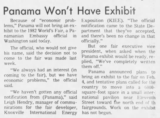 Panama Won't Have Exhibit - 