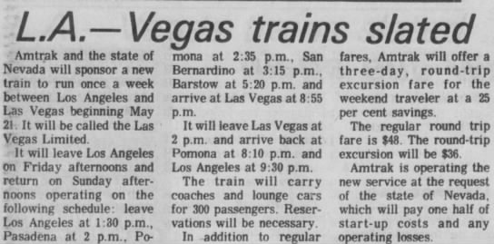 L.A.-Vegas trains slated - 