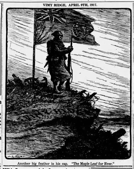 Illustration from a Canadian newspaper about the Battle of Vimy Ridge - 