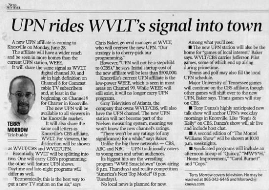 UPN rides WVLT's signal into town - 
