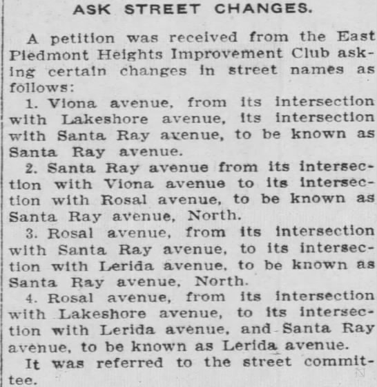 Santa Ray avenue - street name changes - 