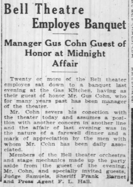 Gus Cohn leaving Bell Theatre - 