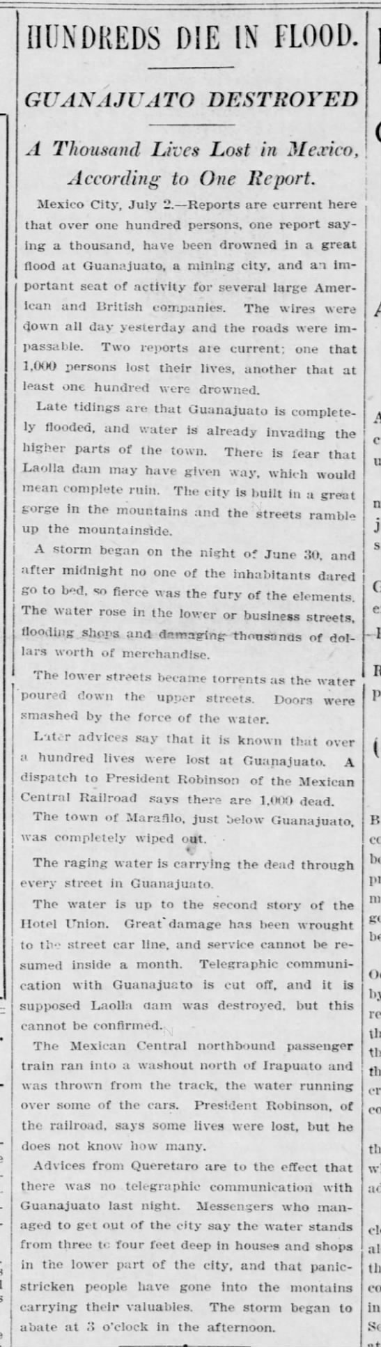 Enormous flood Guanajuato 1905 - 