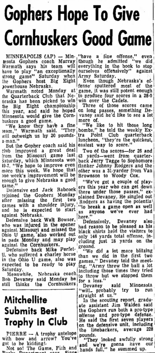 1970.09.28 Warmath & Devaney, Monday comments, Minnesota week - 