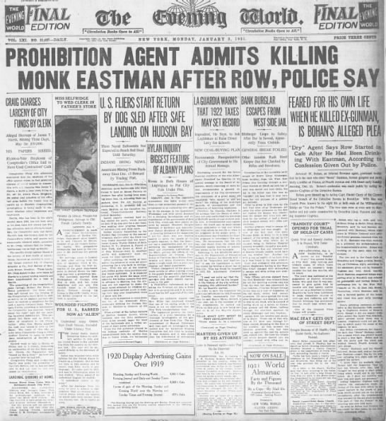 Monk Eastman front page - 