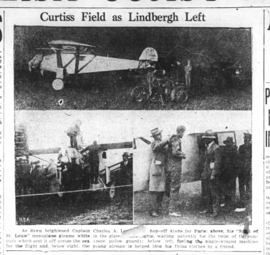Spirit of St. Louis and Lindbergh prepare to leave New York - 