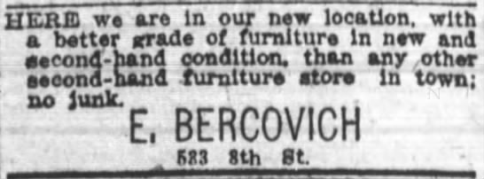 E. Bercovich moved to 533 - 8th St. - 
