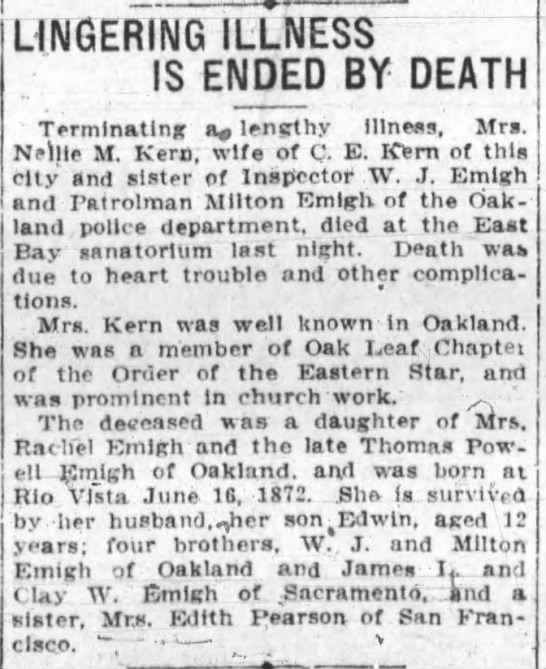 Nellie Kern dies - 