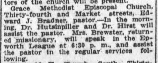 Grace Methodist Episcopal Church, Edward J. Bradner, pastor - 