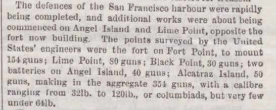 Defensive works built on Angel Island - 1856  - 