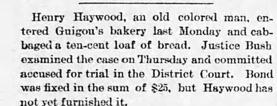 Henry Haywood, loaf of bread, Mar. 3, 1883