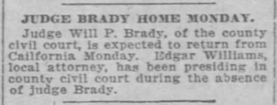 Judge Brady Home Monday - 