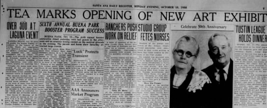 Santa Ana Register, October 10, 1938, Mrs. Moulton hosts tea for LBAA - 