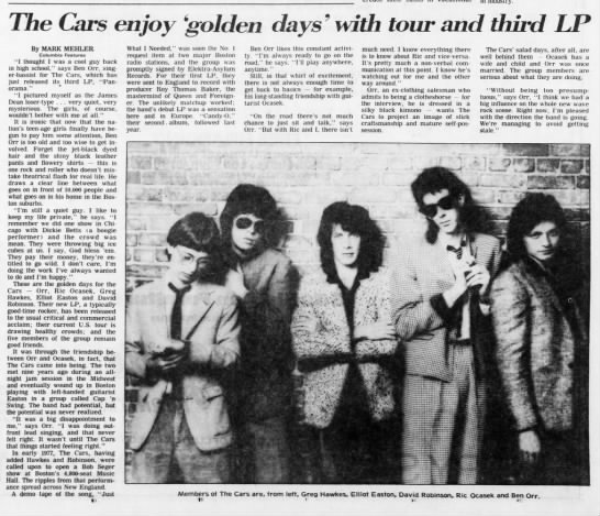 The Cars, Ben, 1980 - Decatur IL - 