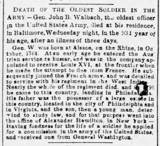 Obituary of Gen. Walbach in Richmond Dispatch, 1857. - 