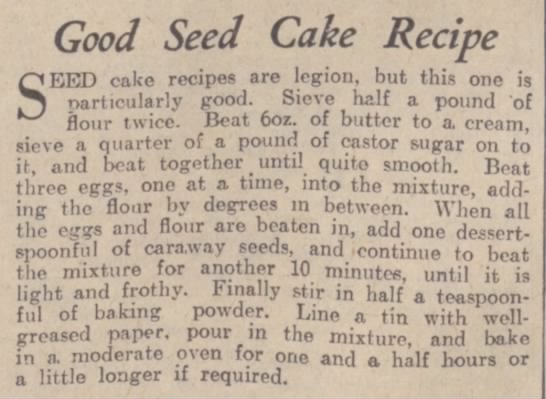 Caraway Seed Cake (1936) - 