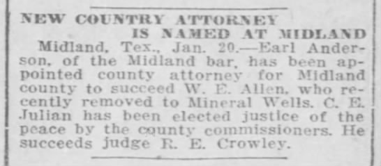 New County Attorney is Named at Midland - 