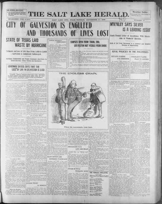 Galveston Hurricane of 1900 front page - 