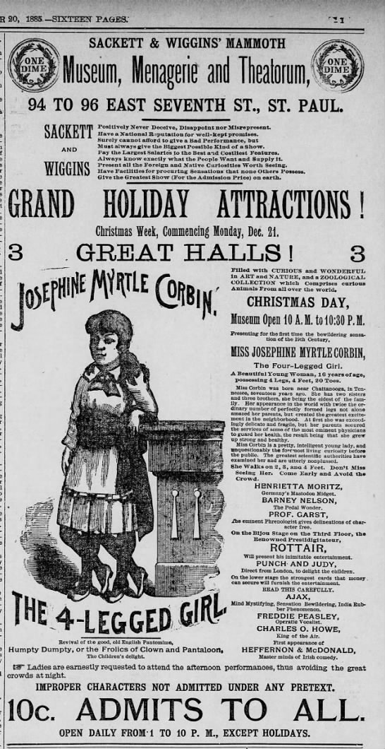 News - Myrtle Corbin - Saint Paul Globe (MN) Dec 20, 1885 - 