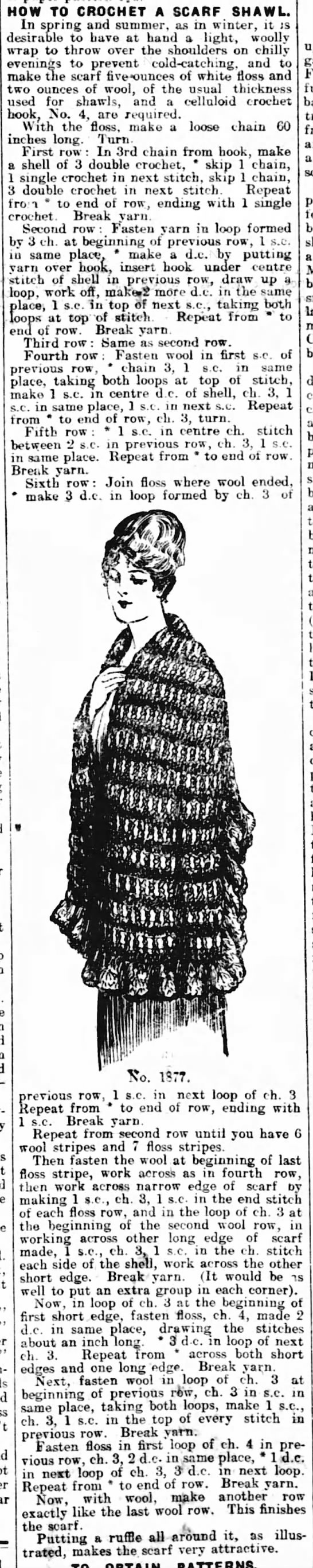 "Scarf shawl" crochet pattern (1915) - 