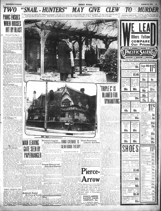 Panic Ensues When Houses Hit By Blast - Oakland Tribune March 19, 1919 - 