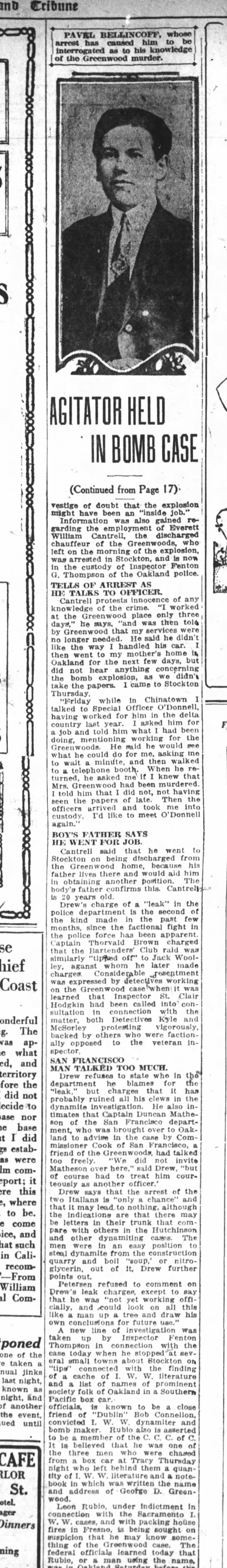 Four Held in Bomb Case - Oakland Tribune March 23, 1919 - 