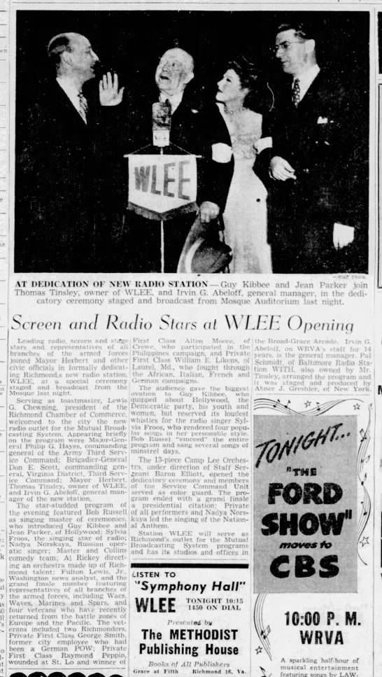 Screen and Radio Stars at WLEE Opening - 