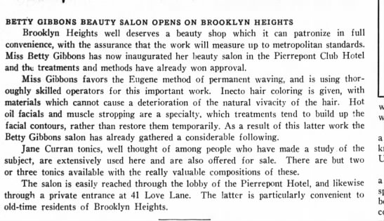 Gibbons Salon Love Lane 18 Jan 1930
