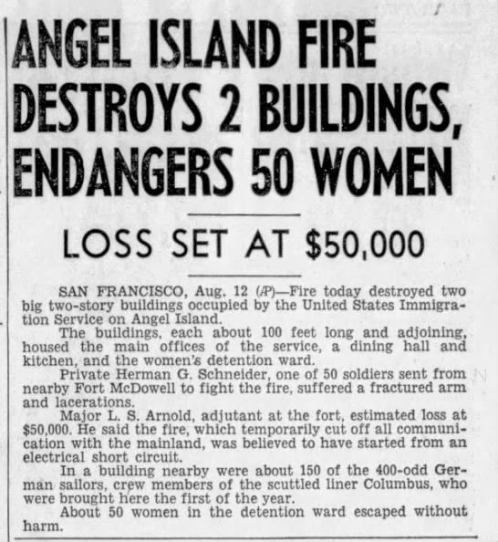 Angel Island Fire Destroys Two Buildings  - 