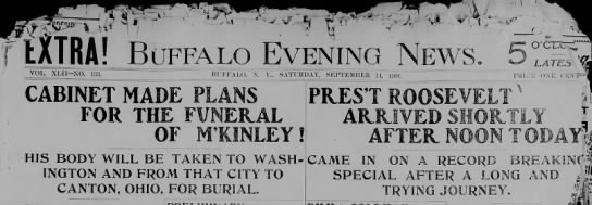 William McKinley dies in Buffalo, NY - 