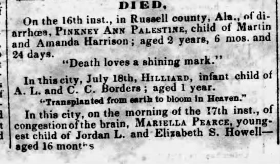 Death notices 1856 - 