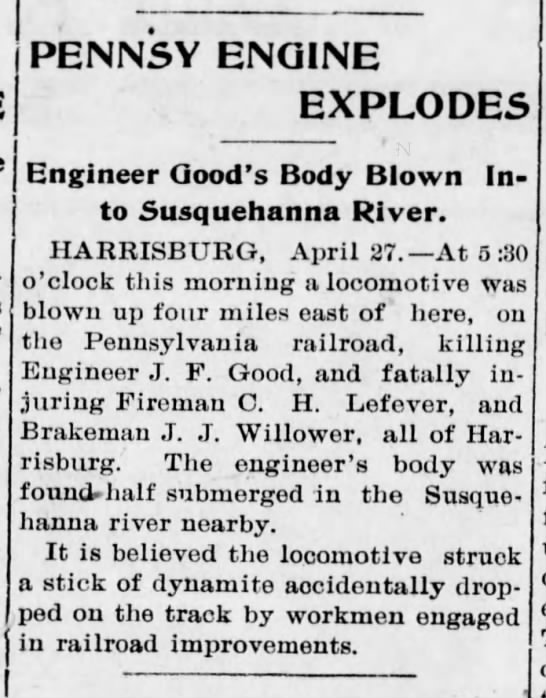 Dynamite on railroad tracks kills Engineer - 
