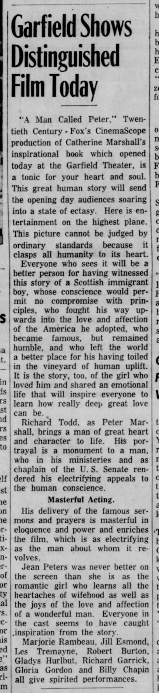 Film Review, The Terre Haute (Indiana) Tribune 16 Oct 1955, Sun pg 65 - 